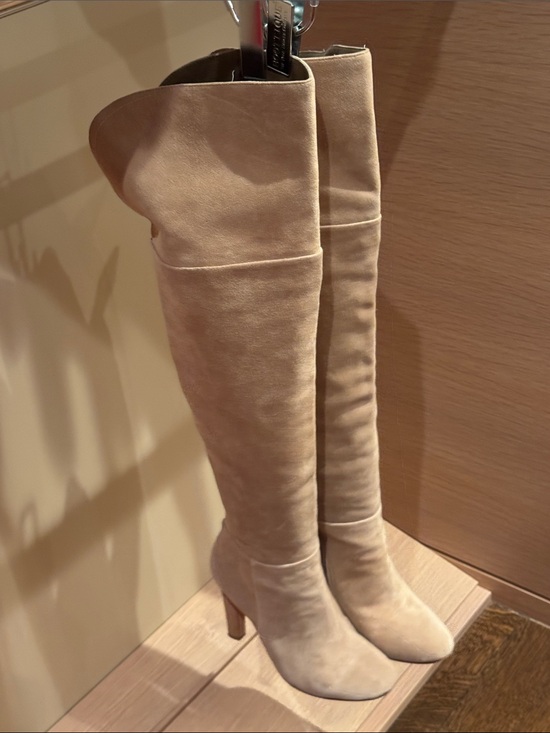 Jolie Shoes - Jolie Tan Suede Over-the-Knee Heeled Boots